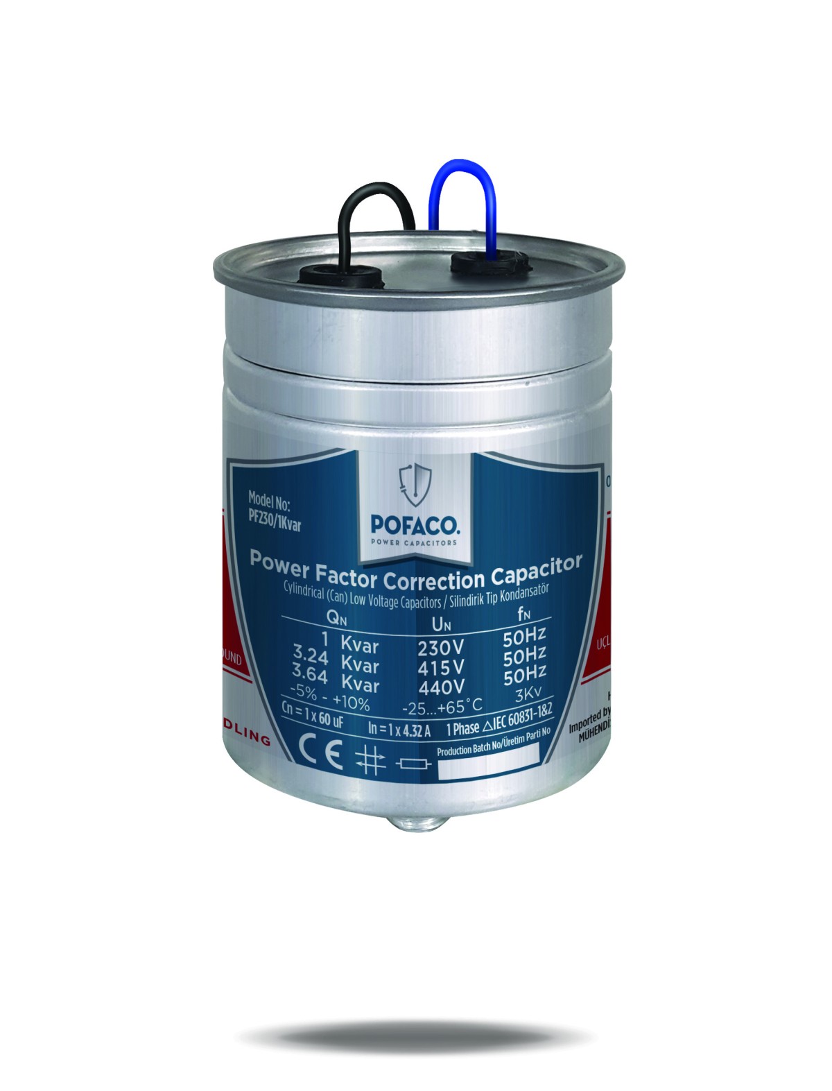 230V Monofaze Silindir Tip Kondansatör 230V Monofaze Silindir Tip Kondansatör